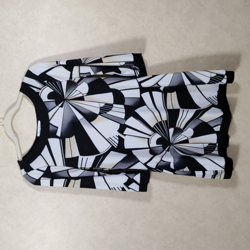 6199 White House Black Market black & white knit dress S